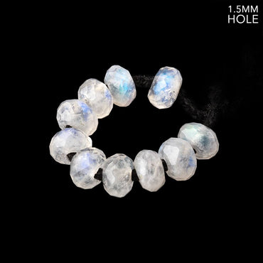 6mm Rainbow Moonstone 1.5mm Large Hole Faceted Rondelle Set of 10 Beads (ONLINE ORDER ONLY)