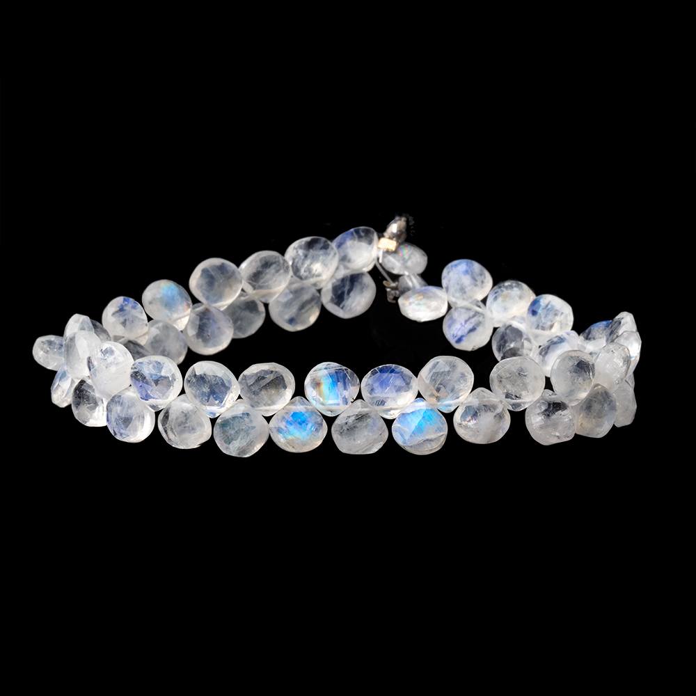 6mm Rainbow Moonstone Faceted Heart Beads 7 inch 53 pieces AA (ONLINE ORDER ONLY)