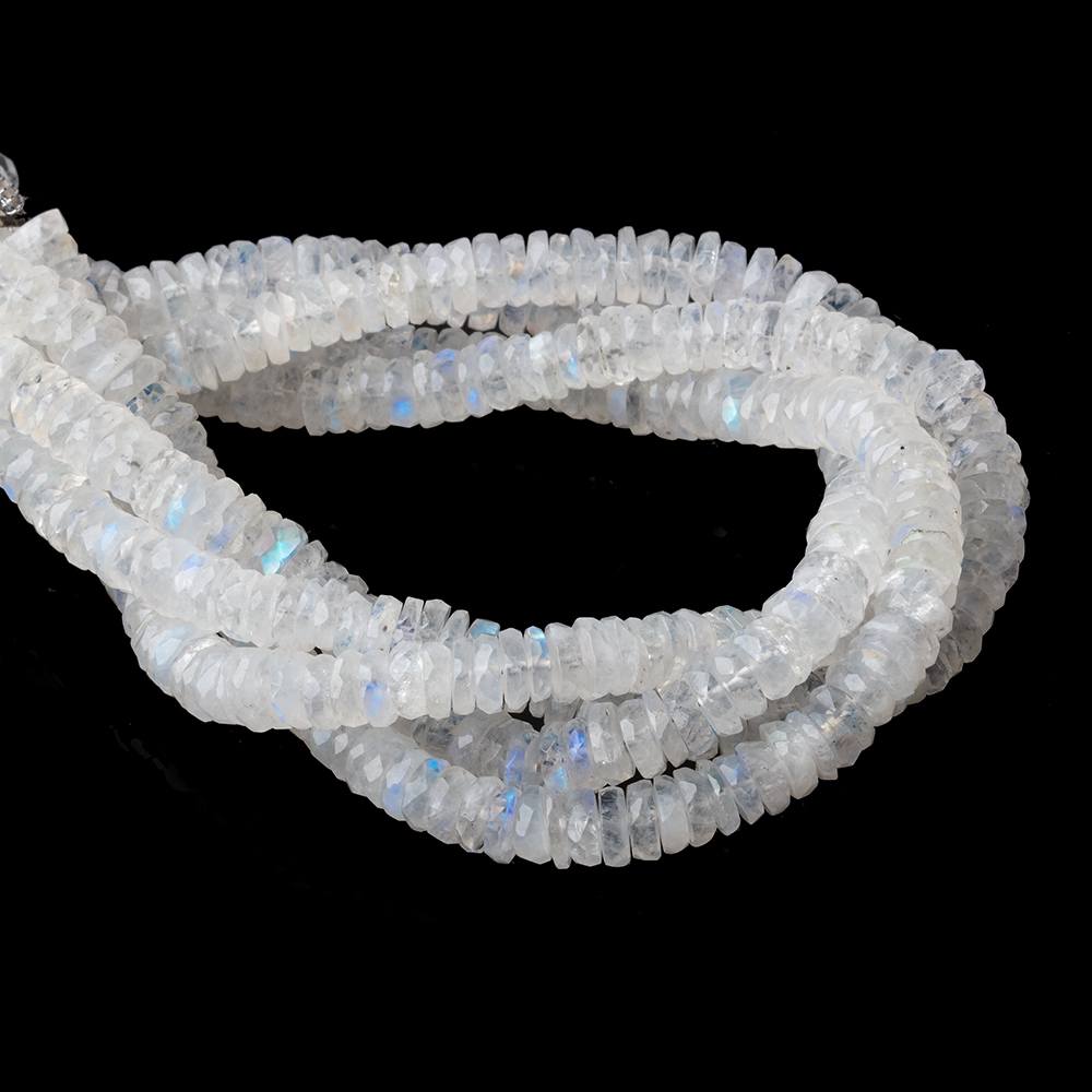6mm Rainbow Moonstone Faceted Heishi Beads 8 inch 103 pieces (ONLINE ORDER ONLY)