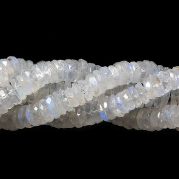6mm Rainbow Moonstone faceted heshi beads 8 inch 105 pieces (ONLINE ORDER ONLY)