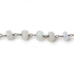 6mm Rainbow Moonstone faceted rondelle Black Gold plated Chain by the foot 29 pcs (ONLINE ORDER ONLY)