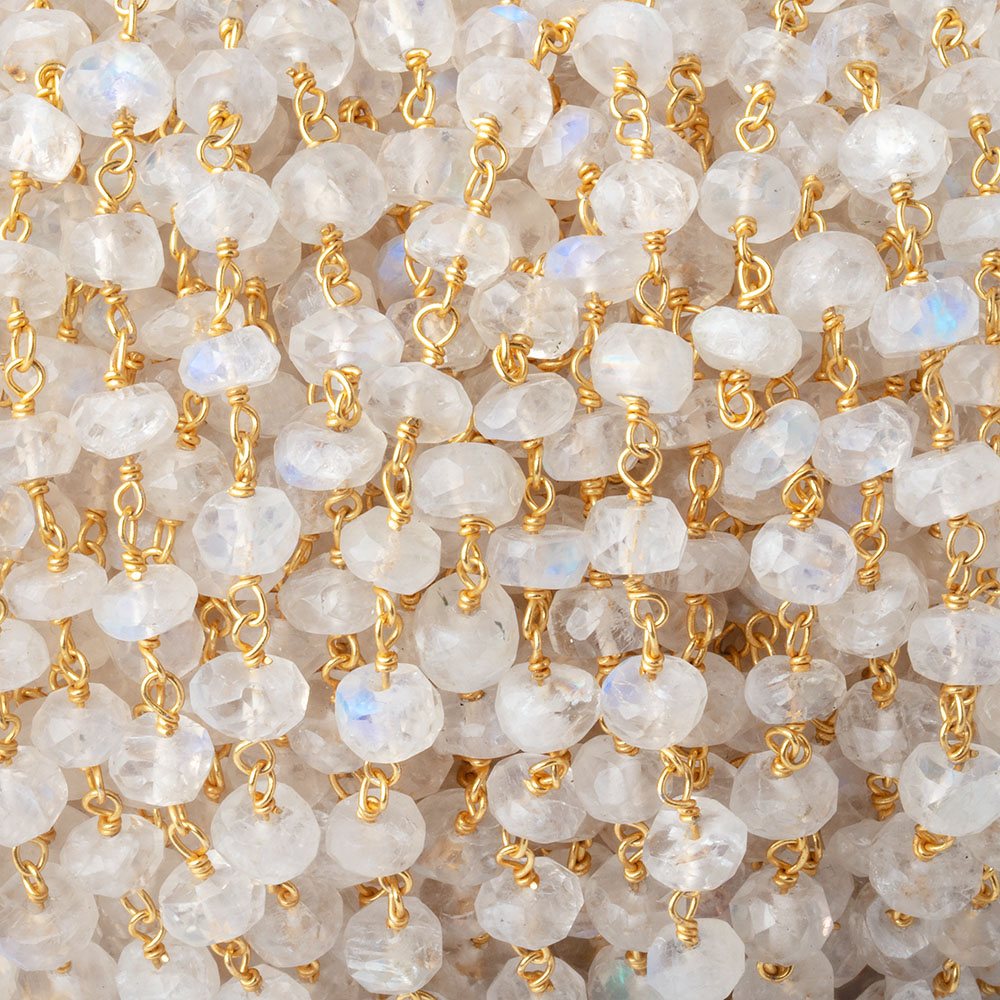 6mm Rainbow Moonstone Faceted Rondelles on Vermeil Chain (ONLINE ORDER ONLY)