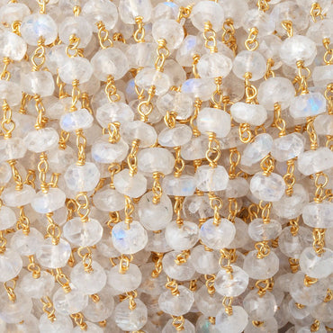 6mm Rainbow Moonstone Faceted Rondelles on Vermeil Chain (ONLINE ORDER ONLY)