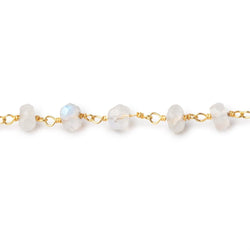 6mm Rainbow Moonstone Faceted Rondelles on Vermeil Chain (ONLINE ORDER ONLY)
