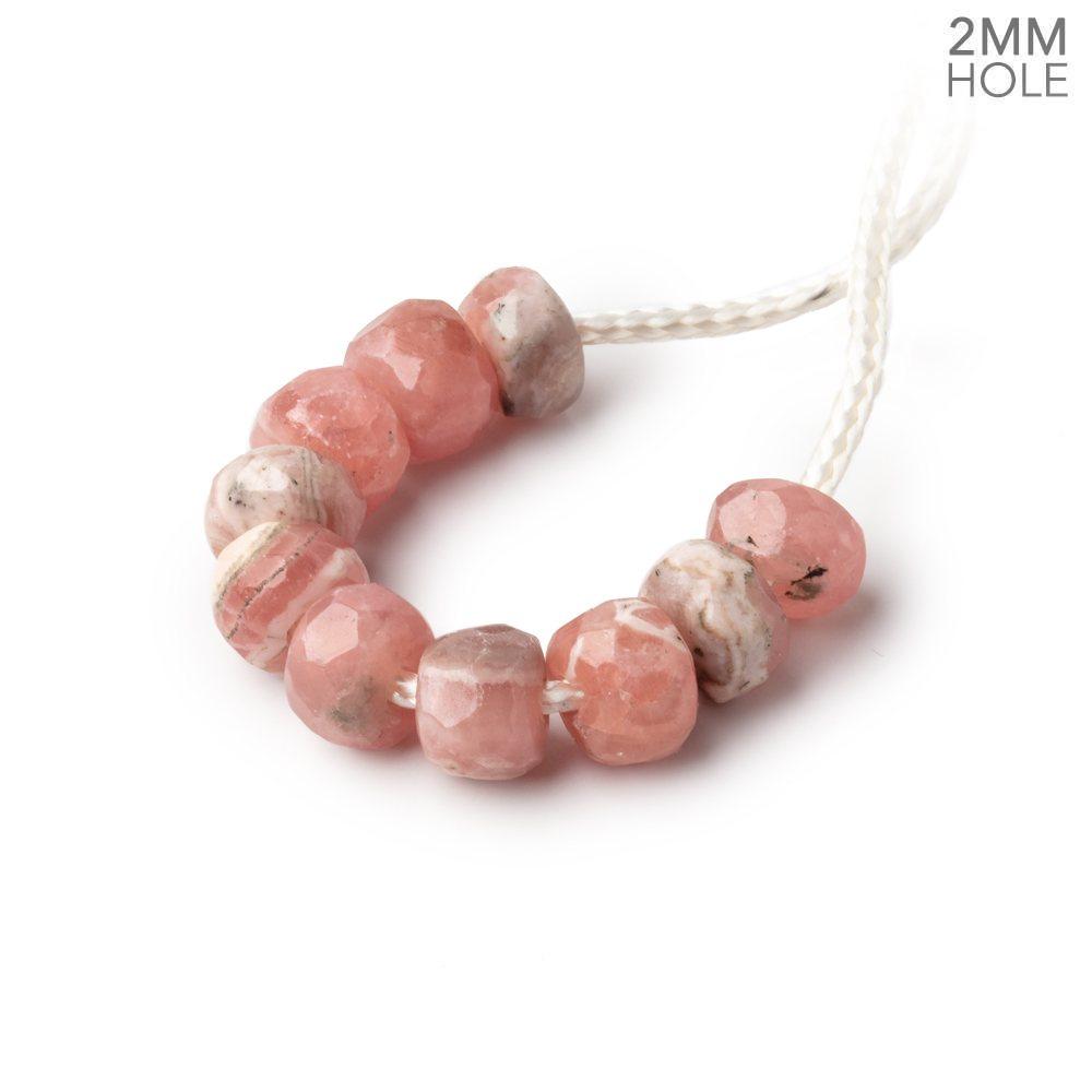 6mm Rhodochrosite 2mm Large Hole Faceted Rondelle Bead Set of 10 (ONLINE ORDER ONLY)