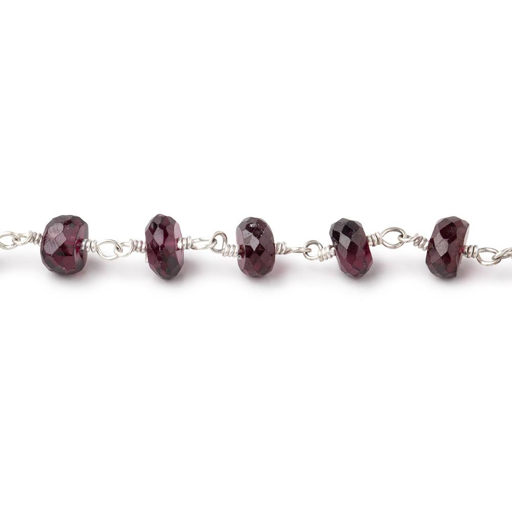 6mm Rhodolite Garnet Faceted Rondelles on .925 Sterling Silver Chain (ONLINE ORDER ONLY)