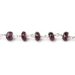6mm Rhodolite Garnet Faceted Rondelles on .925 Sterling Silver Chain (ONLINE ORDER ONLY)
