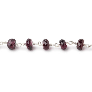 6mm Rhodolite Garnet Faceted Rondelles on .925 Sterling Silver Chain (ONLINE ORDER ONLY)