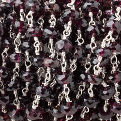 6mm Rhodolite Garnet Faceted Rondelles on .925 Sterling Silver Chain (ONLINE ORDER ONLY)