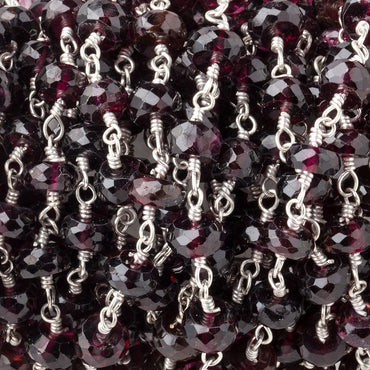 6mm Rhodolite Garnet Faceted Rondelles on .925 Sterling Silver Chain (ONLINE ORDER ONLY)