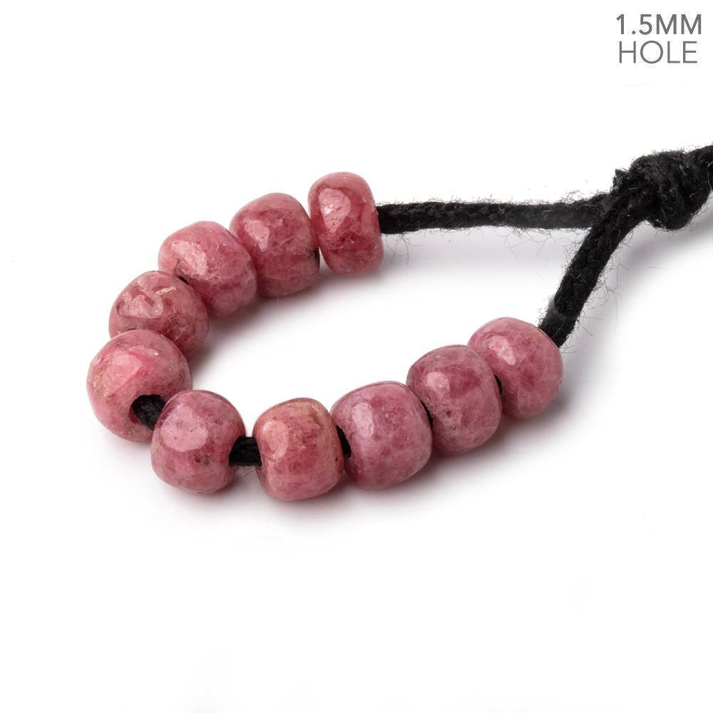 6mm Rhodonite 1.5mm Large Hole Plain Rondelle Set of 10 (ONLINE ORDER ONLY)