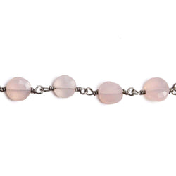 6mm Rose Chalcedony faceted coin Black Gold Chain by the foot 25 pieces (ONLINE ORDER ONLY)