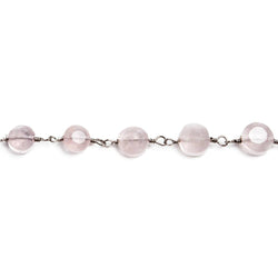 6mm Rose Quartz faceted coin Black Gold plated Chain by the foot 23 pieces (ONLINE ORDER ONLY)