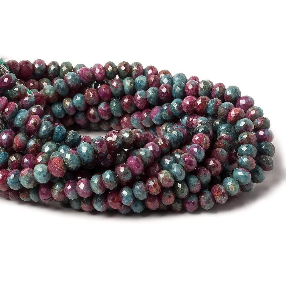 7mm Ruby in Zoisite faceted rondelle beads 8 inch 42 pieces (ONLINE ORDER ONLY)