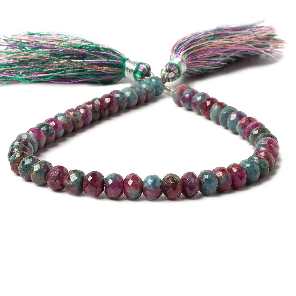 7mm Ruby in Zoisite faceted rondelle beads 8 inch 42 pieces (ONLINE ORDER ONLY)