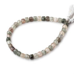 6mm Sagenitic Quartz faceted cube beads 8 inch 36 pieces (ONLINE ORDER ONLY)