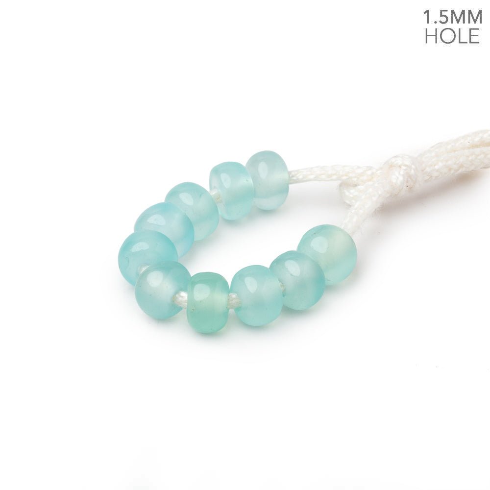 6mm Seafoam Blue Chalcedony 1.5mm Large Hole Plain Rondelle Set of 10 (ONLINE ORDER ONLY)