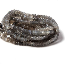 6mm Shaded Platinum Grey Moonstone faceted rondelle 15.5 in. 153 beads (ONLINE ORDER ONLY)