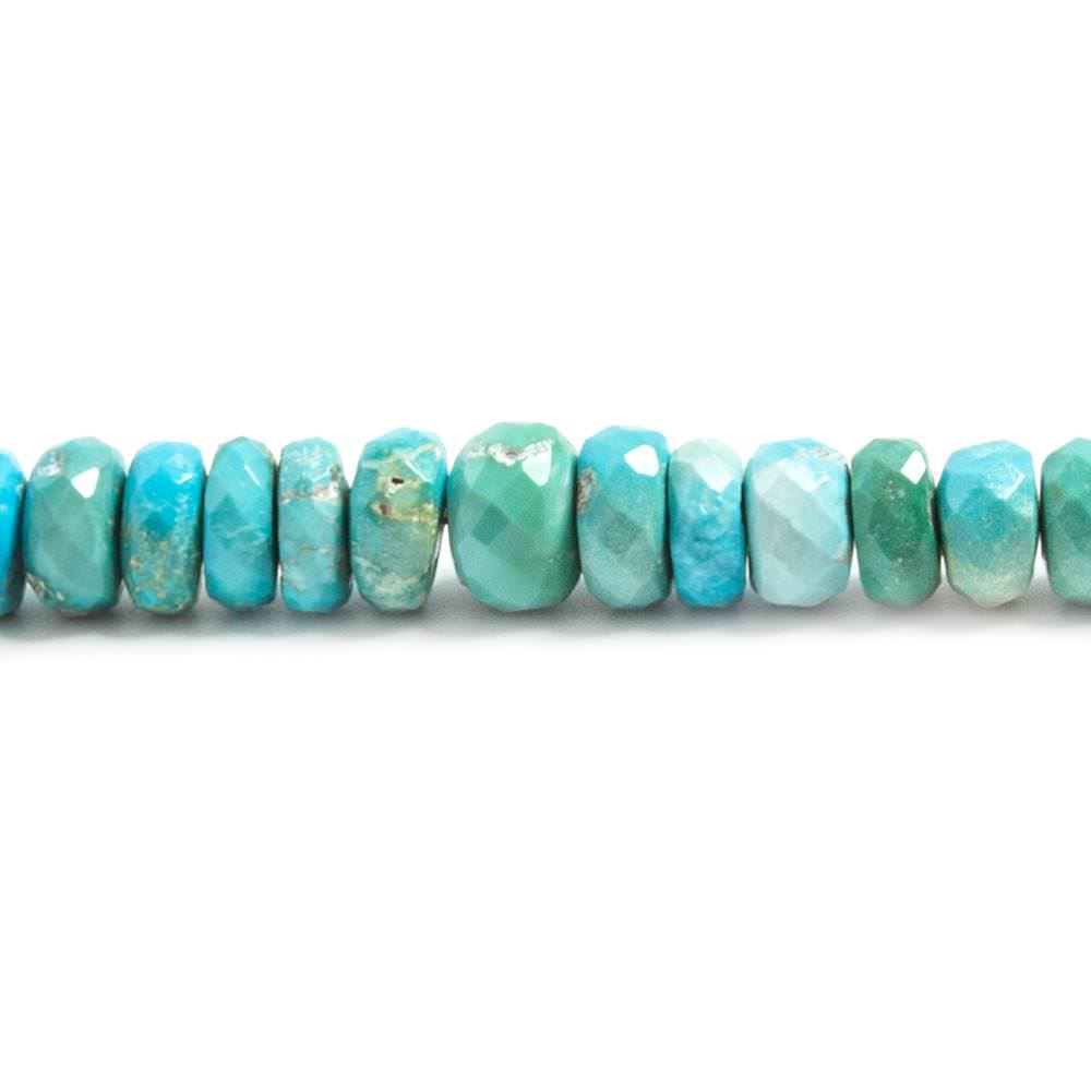 6mm Shaded Turquoise faceted rondelle beads 8 inch 63 pieces (ONLINE ORDER ONLY)