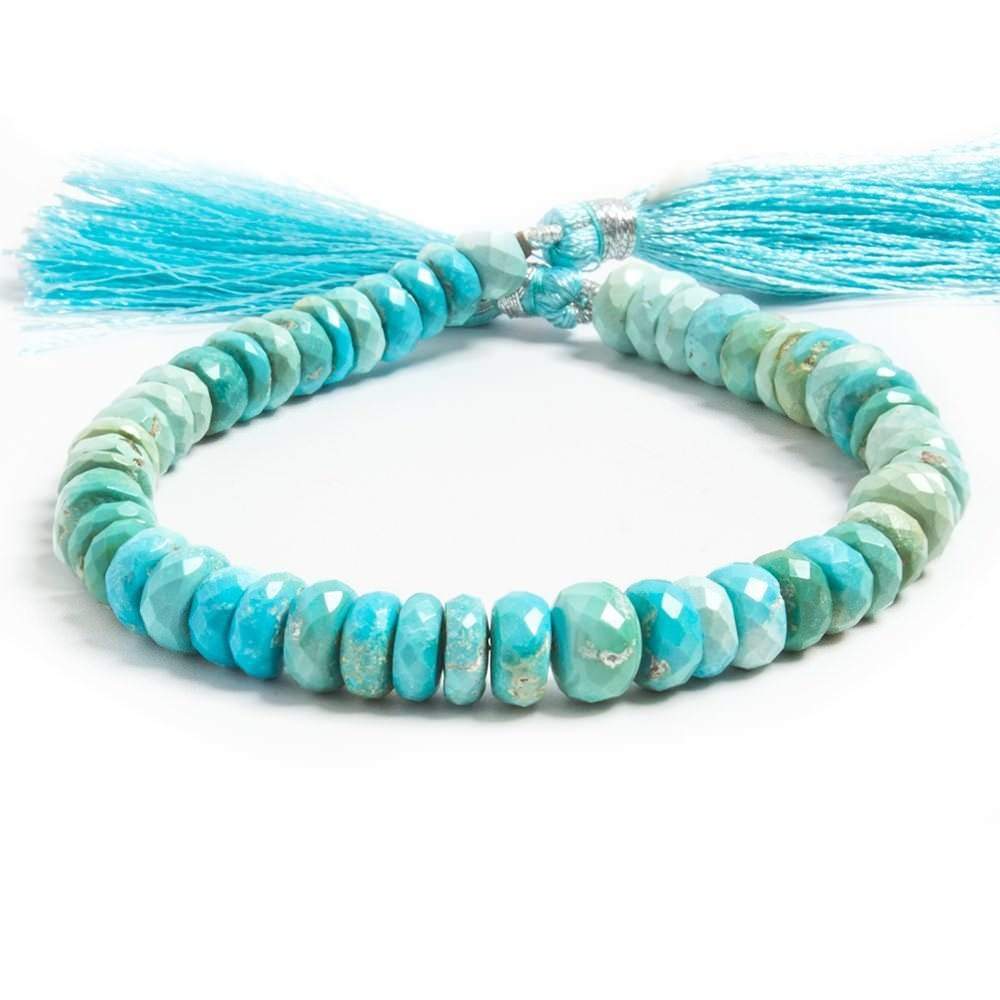 6mm Shaded Turquoise faceted rondelle beads 8 inch 63 pieces (ONLINE ORDER ONLY)