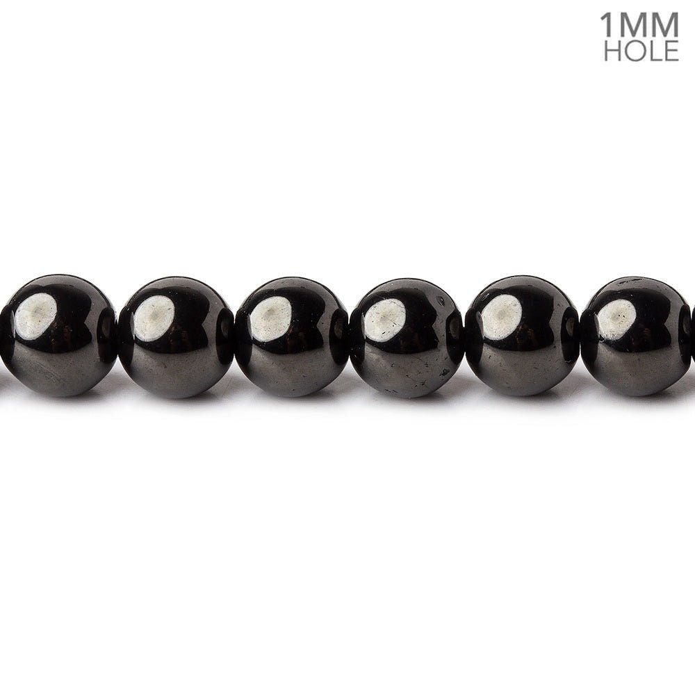 6mm Shungite plain round beads 15.5 inch 63 pieces 1mm hole (ONLINE ORDER ONLY)