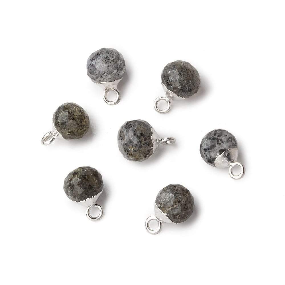 6mm Silver Leafed Celestial Quartz Faceted Candy Kiss Pendant 1 focal bead (ONLINE ORDER ONLY)