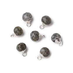 6mm Silver Leafed Celestial Quartz Faceted Candy Kiss Pendant 1 focal bead (ONLINE ORDER ONLY)