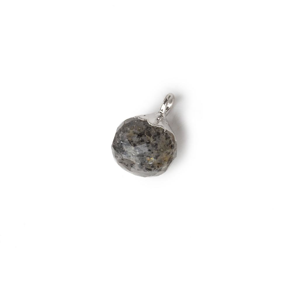 6mm Silver Leafed Celestial Quartz Faceted Candy Kiss Pendant 1 focal bead (ONLINE ORDER ONLY)