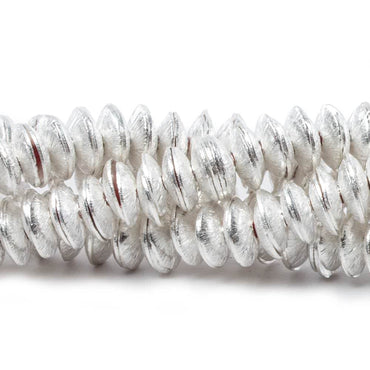 6mm Silver plated Copper Brushed Bead Cap 8 inch 148 pieces (ONLINE ORDER ONLY)