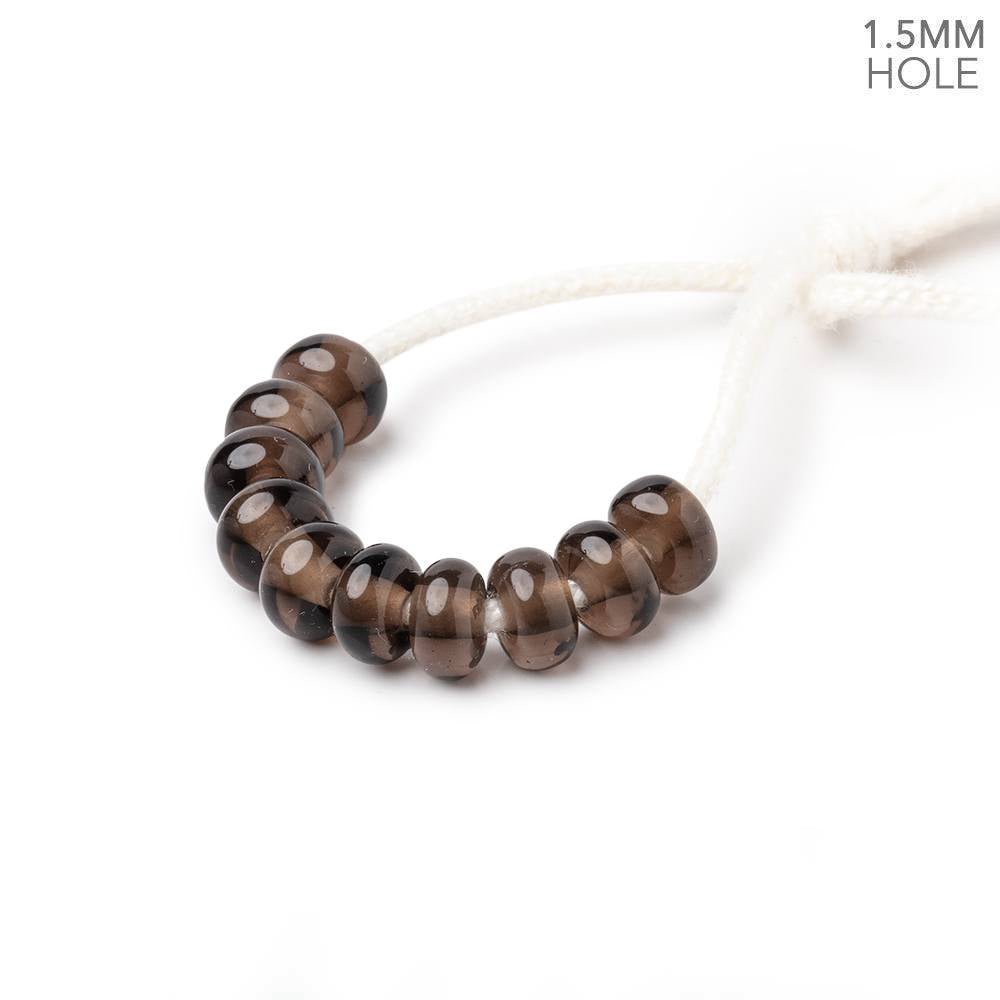 6mm Smoky Quartz 1.5mm Large Hole Plain Rondelle Set of 10 (ONLINE ORDER ONLY)