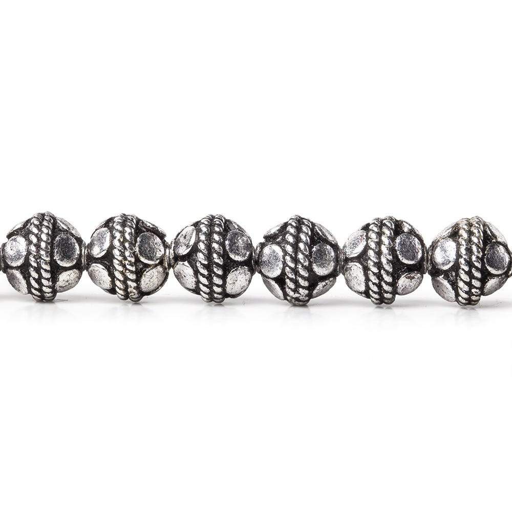 6mm Sterling Silver Plated Copper Round Antiqued Bali Design 8 inch 33 pcs (ONLINE ORDER ONLY)