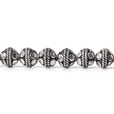 6mm Sterling Silver Plated Copper Round Antiqued Bali Design 8 inch 33 pcs (ONLINE ORDER ONLY)