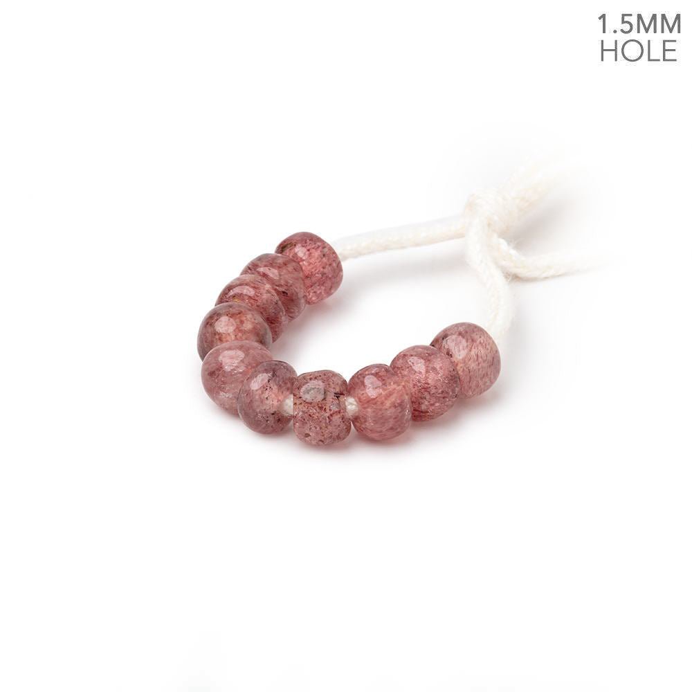 6mm Strawberry Quartz 1.5mm Large Hole Plain Rondelle Set of 10 (ONLINE ORDER ONLY)