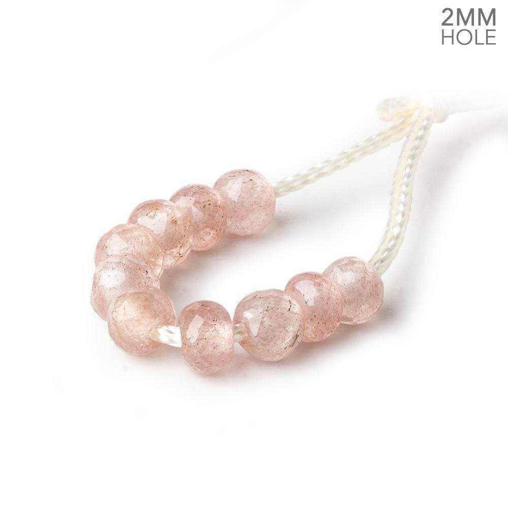 6mm Strawberry Quartz 2mm Large Hole Faceted Rondelle Set of 10 Beads (ONLINE ORDER ONLY)