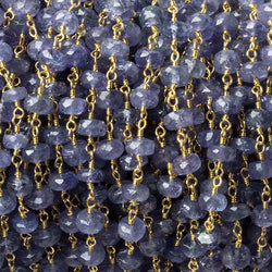 6mm Tanzanite faceted rondelle Vermeil Chain by the foot 36 pieces (ONLINE ORDER ONLY)