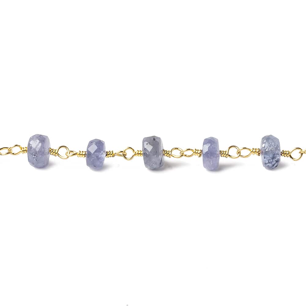 6mm Tanzanite faceted rondelle Vermeil Chain by the foot 36 pieces (ONLINE ORDER ONLY)