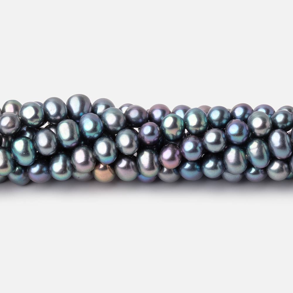 6mm Teal Peacock Off Round Freshwater Pearls 16 inch 85 Beads (ONLINE ORDER ONLY)