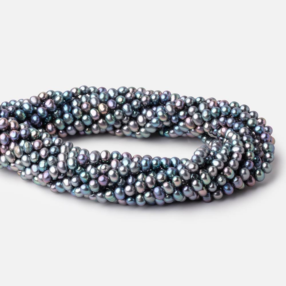 6mm Teal Peacock Off Round Freshwater Pearls 16 inch 85 Beads (ONLINE ORDER ONLY)