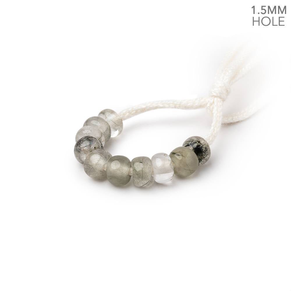 6mm Tourmalinated Quartz 1.5mm Large Hole Plain Rondelle Set of 10 (ONLINE ORDER ONLY)