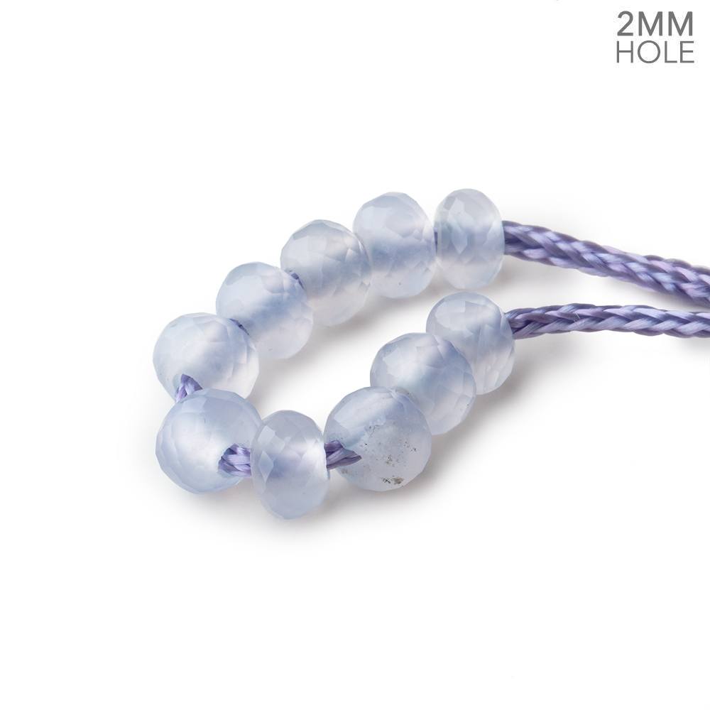 6mm Turkish Blue Chalcedony 2mm Large Hole Faceted Rondelle Set of 10 (ONLINE ORDER ONLY)