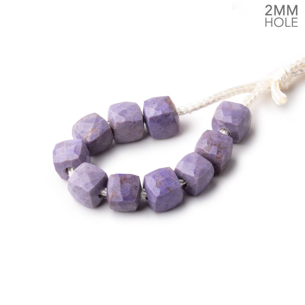 6mm Turkish Purple Jade 2mm Large Hole Faceted Cube Beads Set of 10 pieces (ONLINE ORDER ONLY)