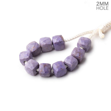 6mm Turkish Purple Jade 2mm Large Hole Faceted Cube Beads Set of 10 pieces (ONLINE ORDER ONLY)