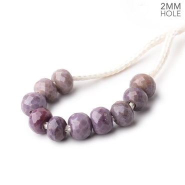 6mm Turkish Purple Jade 2mm Large Hole Faceted Rondelles Set of 10 Beads (ONLINE ORDER ONLY)