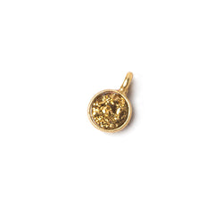 6mm Vermeil Bezel Gold Micro Drusy Coin Pendant 1 piece with side facing ring (ONLINE ORDER ONLY)