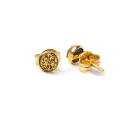 6mm Vermeil Bezel Gold Micro Drusy Coin Post Earring Set of 2 pieces (ONLINE ORDER ONLY)