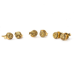 6mm Vermeil Bezel Gold Micro Drusy Coin Post Earring Set of 2 pieces (ONLINE ORDER ONLY)