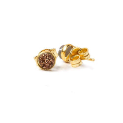 6mm Vermeil Bezel Rose Micro Drusy Coin Post Earring Set of 2 pieces (ONLINE ORDER ONLY)