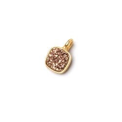 6mm Vermeil Bezel Rose Micro Drusy Square Pendant 1 piece with side facing ring (ONLINE ORDER ONLY)
