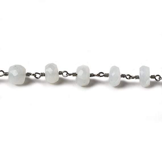 6mm White Moonstone faceted rondelle Black Gold Chain by the foot 30 pcs (ONLINE ORDER ONLY)