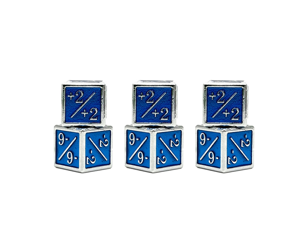 1/+1 & -1/-1 D6 Blue Pack of 6 CCG Metal Dice (Online Only)